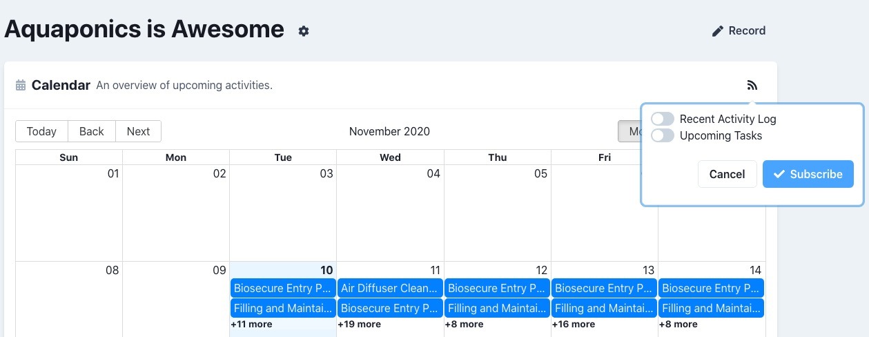 iCal Feed Screenshot